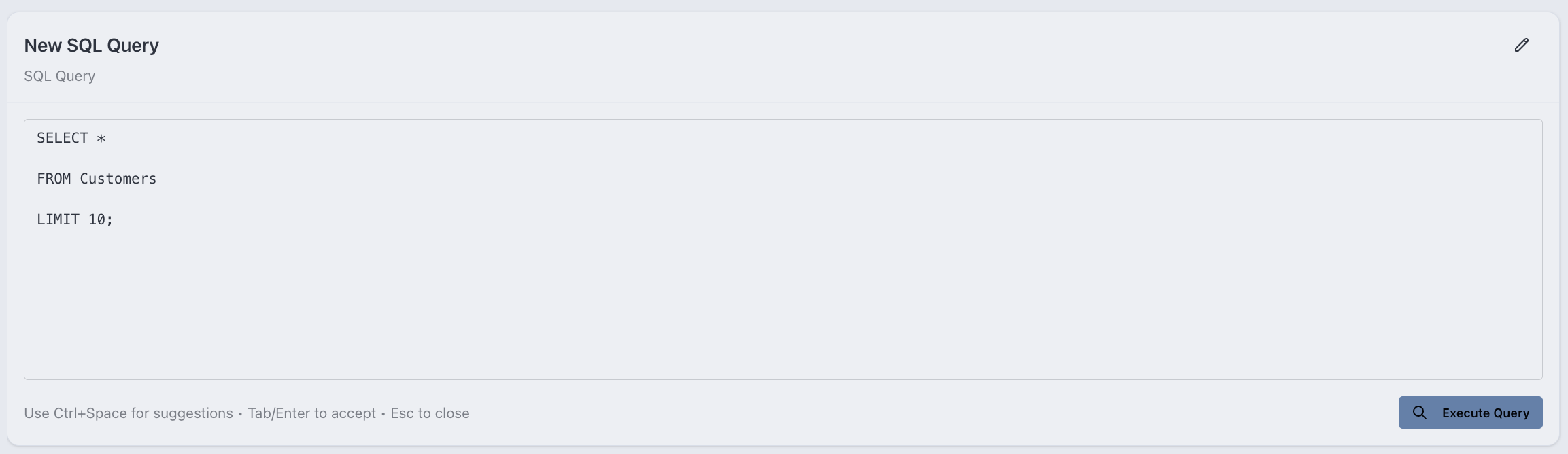 Sql Query Editor Component