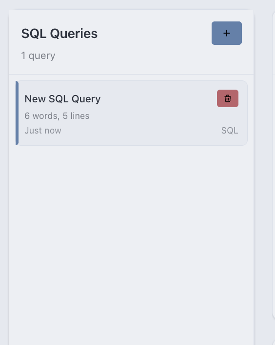 SqlQuerySidebar Component