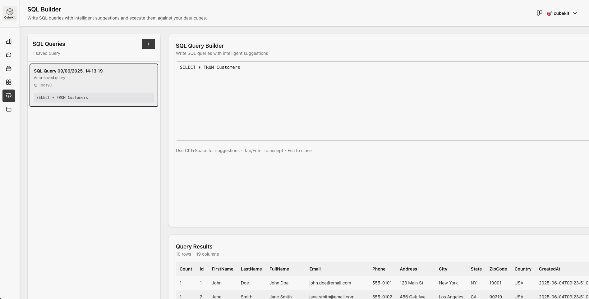 SQL Builder Interface